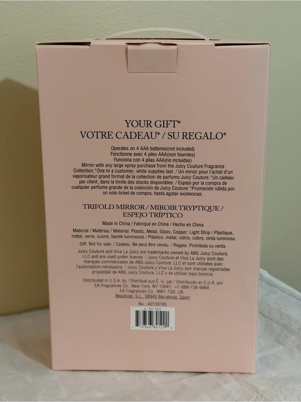 Juicy Couture Pink LED Tri-Panel Vanity Mirror